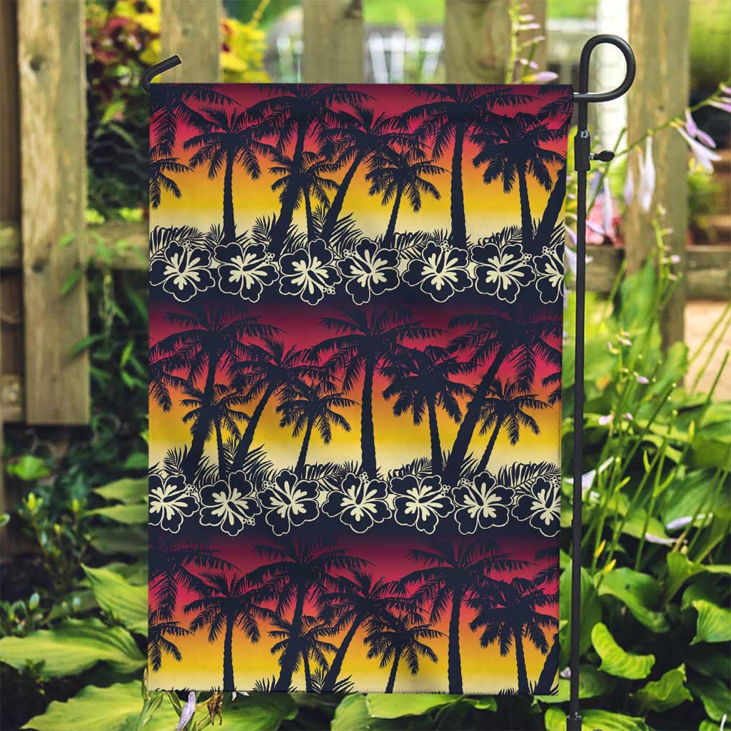 Hawaii Hibiscus Palm Tree Sunset Garden Flag Tropical Style LT01 Garden Flag Multicolor - Polynesian Pride