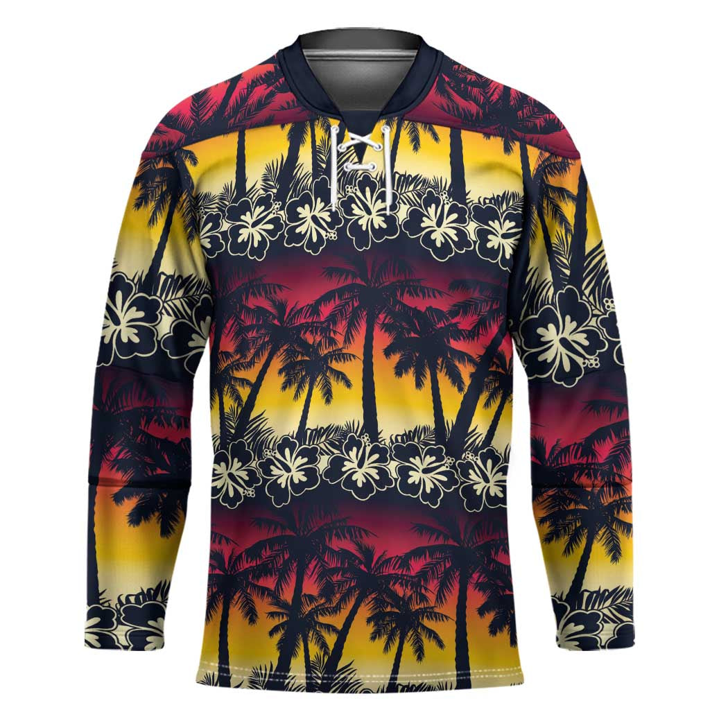 Hawaii Hibiscus Palm Tree Sunset Hockey Jersey Tropical Style LT01 Unisex Multicolor - Polynesian Pride