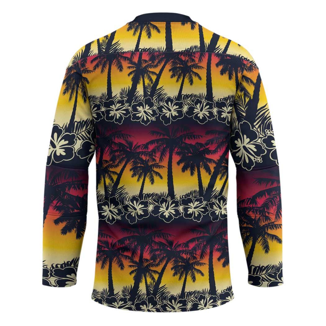 Hawaii Hibiscus Palm Tree Sunset Hockey Jersey Tropical Style LT01 - Polynesian Pride
