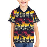 Hawaii Hibiscus Palm Tree Sunset Kid Hawaiian Shirt Tropical Style - Polynesian Pride