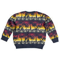 Hawaii Hibiscus Palm Tree Sunset Kid Ugly Christmas Sweater Tropical Style - Polynesian Pride