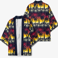 Hawaii Hibiscus Palm Tree Sunset Kimono Tropical Style LT01 - Polynesian Pride