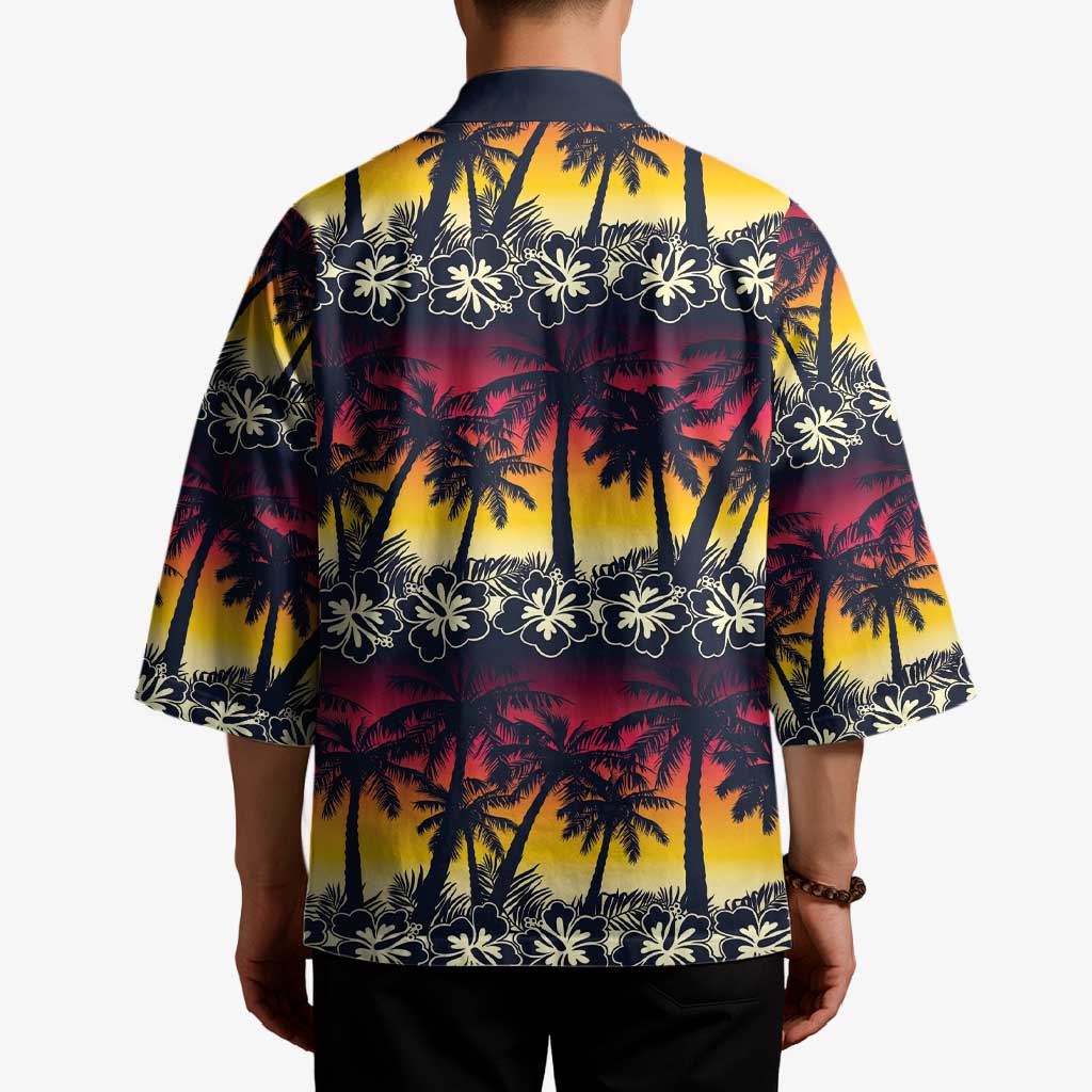 Hawaii Hibiscus Palm Tree Sunset Kimono Tropical Style LT01 - Polynesian Pride