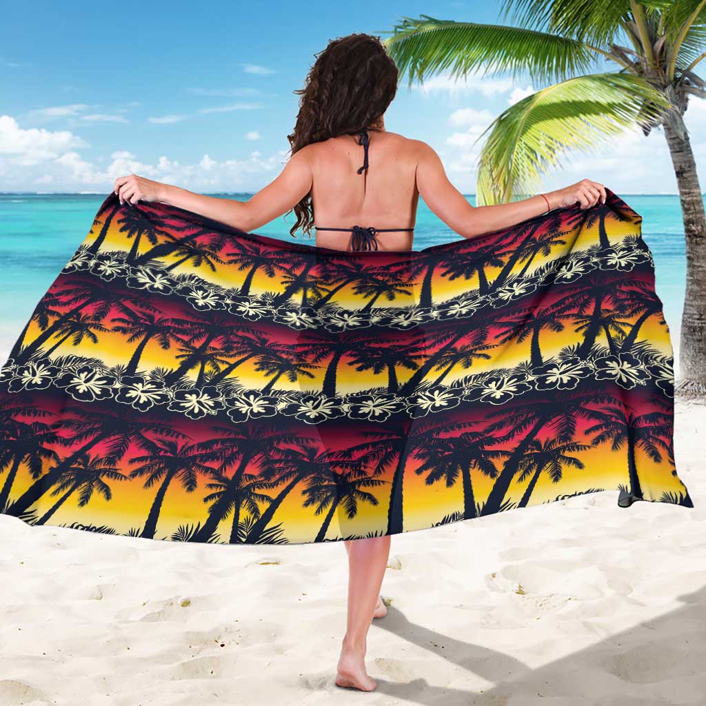 Hawaii Hibiscus Palm Tree Sunset Sarong Tropical Style - Polynesian Pride