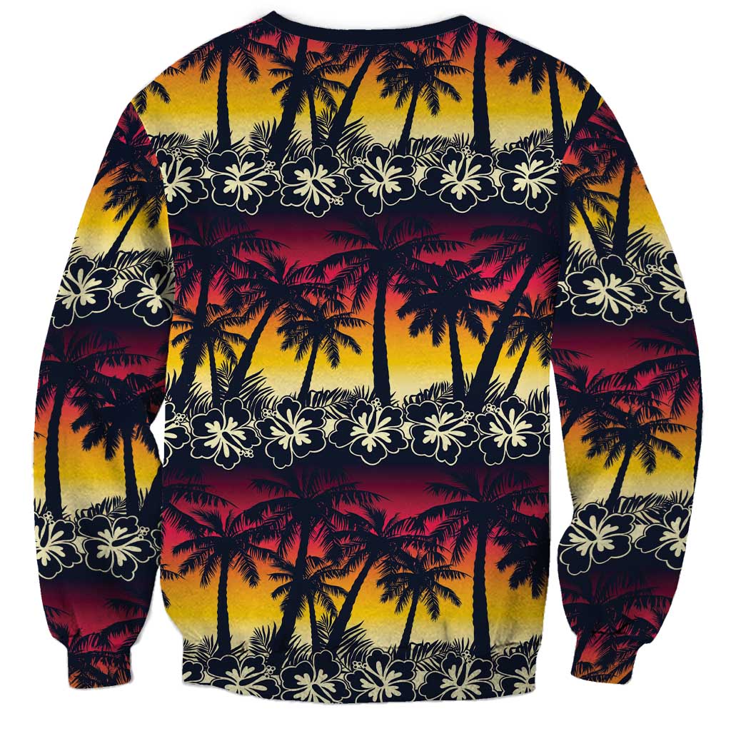 Hawaii Hibiscus Palm Tree Sunset Sweatshirt Tropical Style - Polynesian Pride