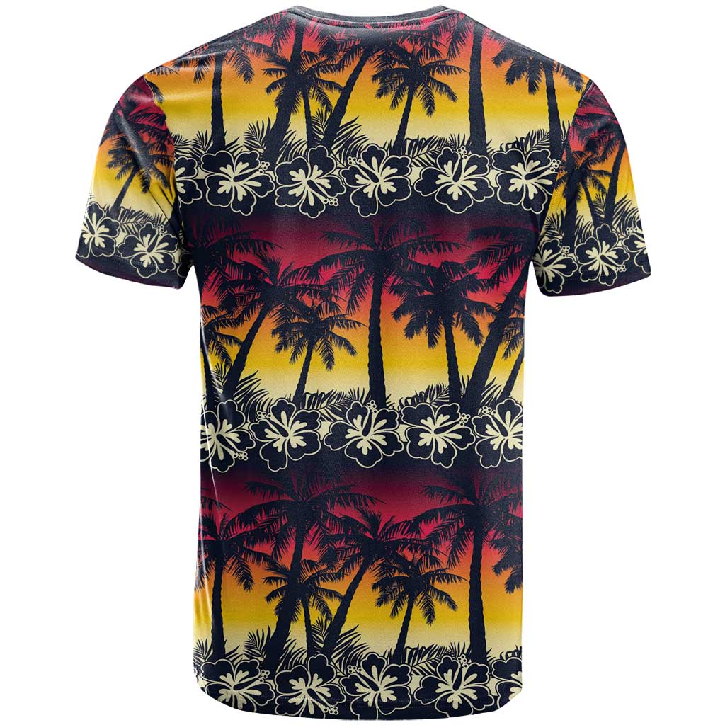 Hawaii Hibiscus Palm Tree Sunset T Shirt Tropical Style - Polynesian Pride