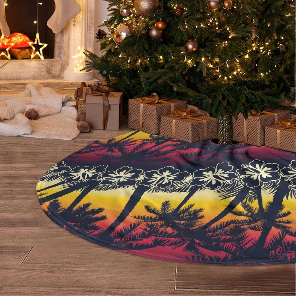 Hawaii Hibiscus Palm Tree Sunset Tree Skirt Tropical Style - Polynesian Pride