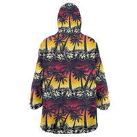 Hawaii Hibiscus Palm Tree Sunset Wearable Blanket Hoodie Tropical Style LT01 - Polynesian Pride