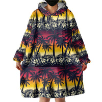 Hawaii Hibiscus Palm Tree Sunset Wearable Blanket Hoodie Tropical Style LT01 - Polynesian Pride