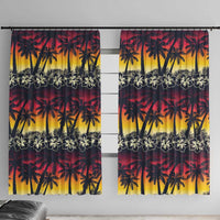 Hawaii Hibiscus Palm Tree Sunset Window Curtain Tropical Style LT01 With Hooks Multicolor - Polynesian Pride