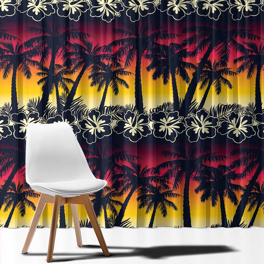 Hawaii Hibiscus Palm Tree Sunset Window Curtain Tropical Style LT01 - Polynesian Pride