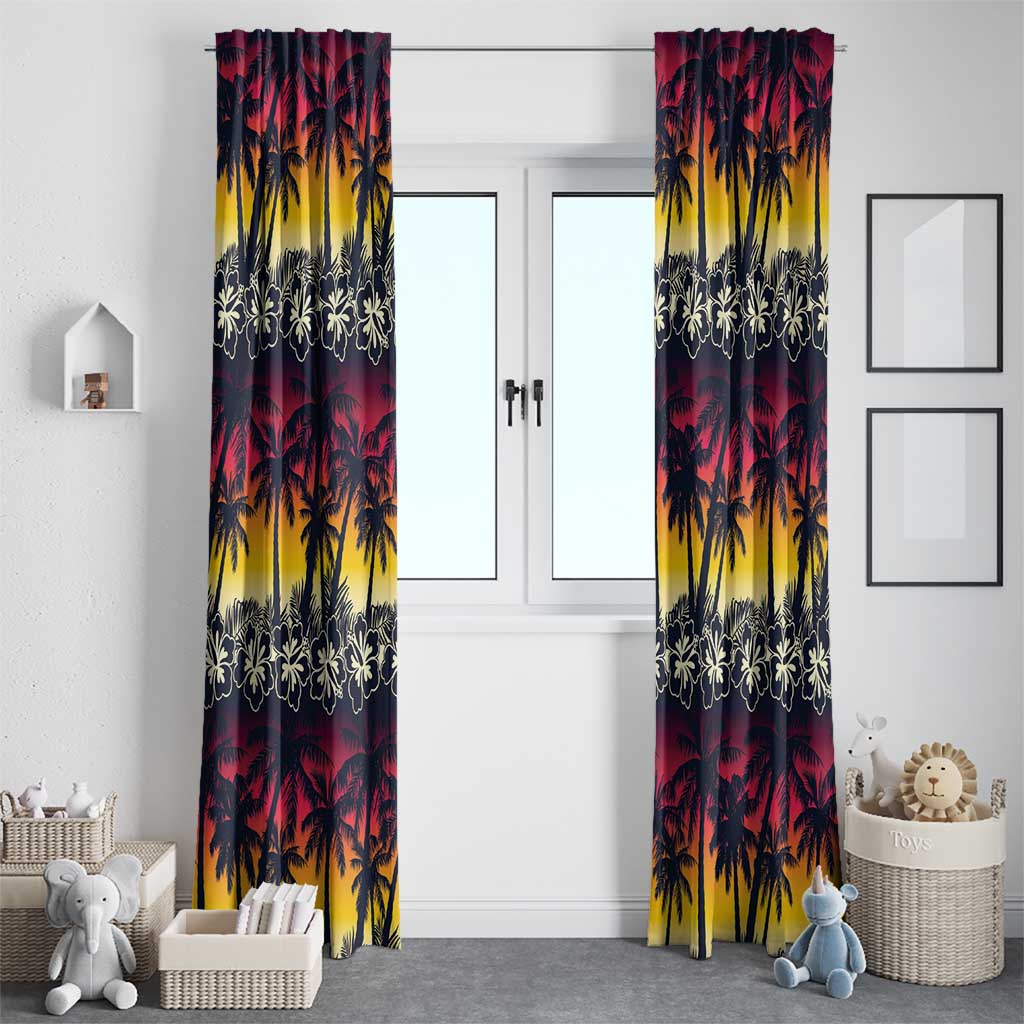 Hawaii Hibiscus Palm Tree Sunset Window Curtain Tropical Style LT01 - Polynesian Pride