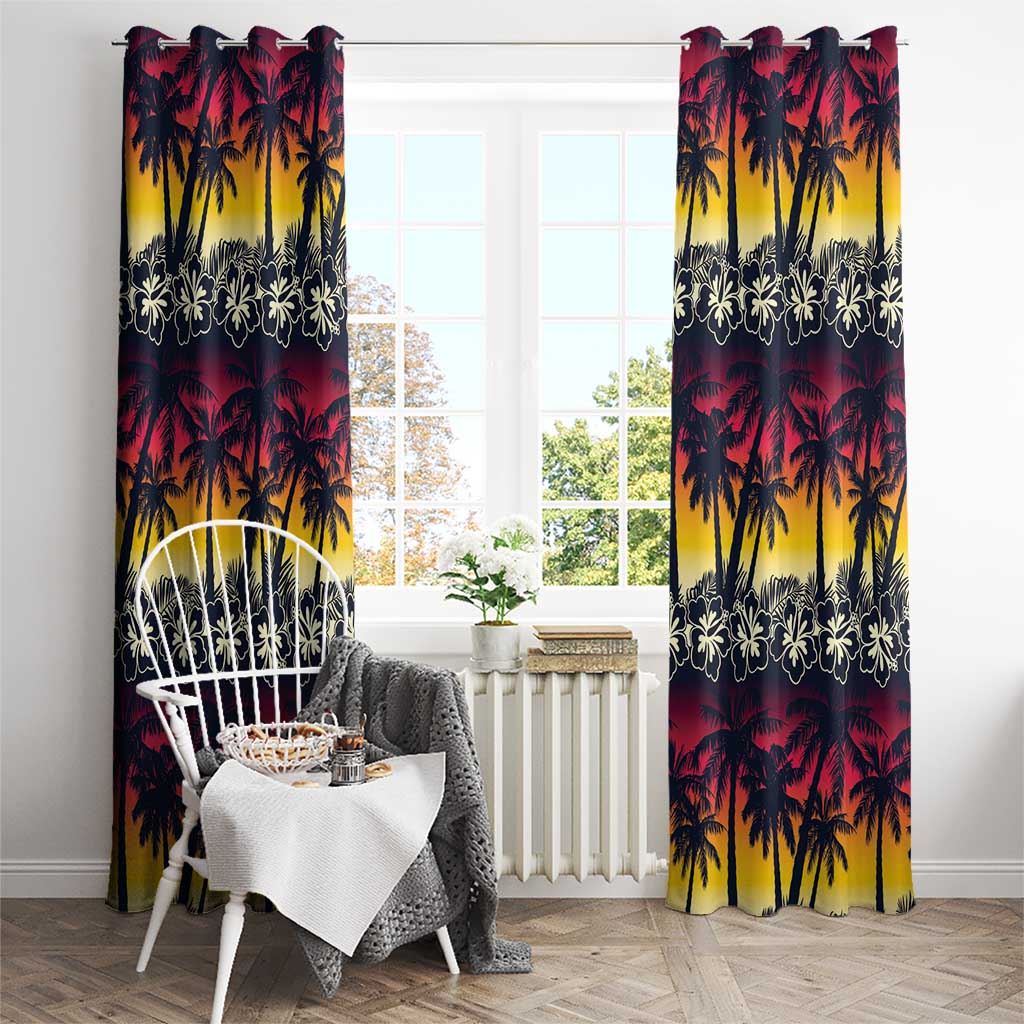 Hawaii Hibiscus Palm Tree Sunset Window Curtain Tropical Style LT01 - Polynesian Pride