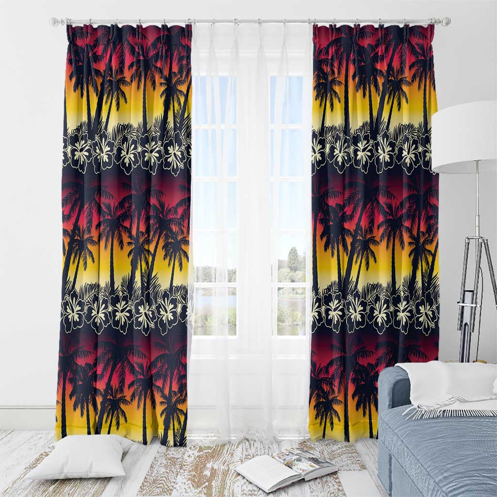 Hawaii Hibiscus Palm Tree Sunset Window Curtain Tropical Style LT01 - Polynesian Pride