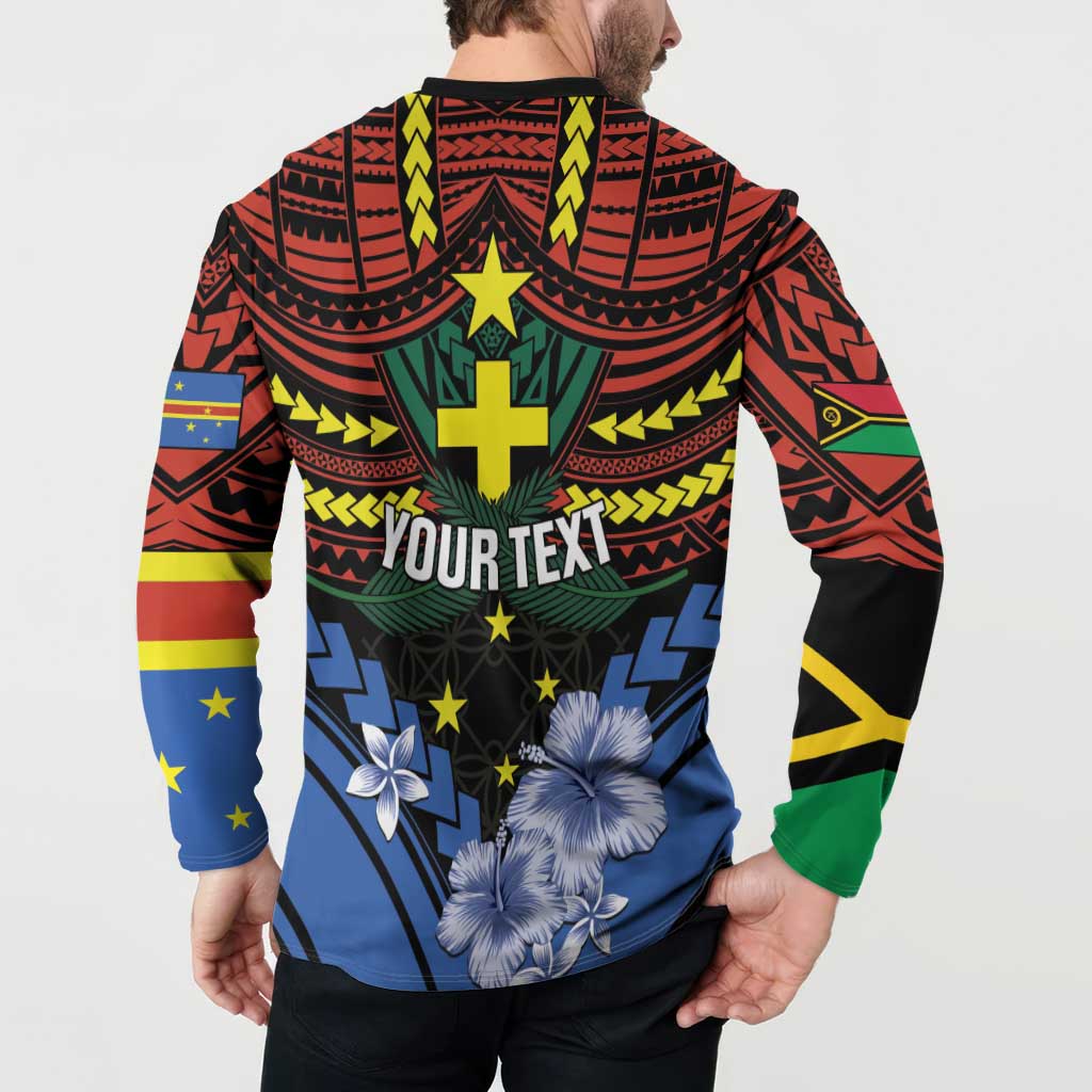 Personalised Vanuatu Tafea Province Button Sweatshirt Unique Tropical Tribal Pattern LT01 - Polynesian Pride