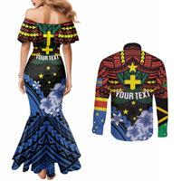 Personalised Vanuatu Tafea Province Couples Matching Mermaid Dress and Long Sleeve Button Shirt Unique Tropical Tribal Pattern