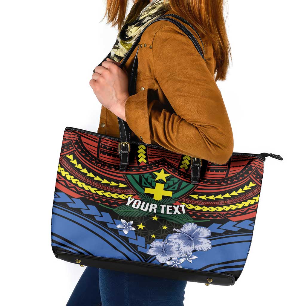 Personalised Vanuatu Tafea Province Leather Tote Bag Unique Tropical Tribal Pattern LT01 Colorful - Polynesian Pride