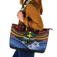 Personalised Vanuatu Tafea Province Leather Tote Bag Unique Tropical Tribal Pattern LT01 Colorful - Polynesian Pride
