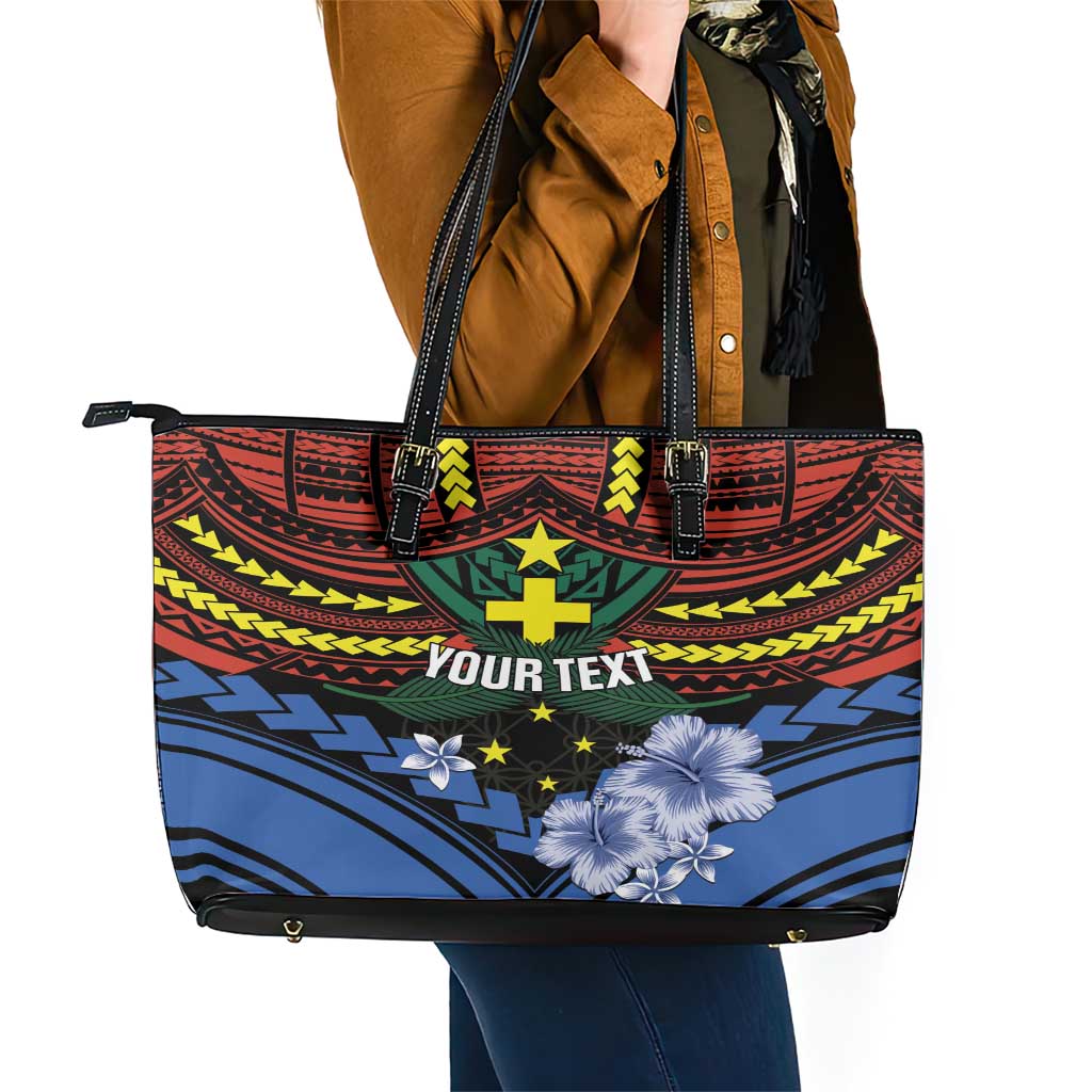 Personalised Vanuatu Tafea Province Leather Tote Bag Unique Tropical Tribal Pattern LT01 - Polynesian Pride