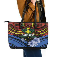 Personalised Vanuatu Tafea Province Leather Tote Bag Unique Tropical Tribal Pattern LT01 - Polynesian Pride