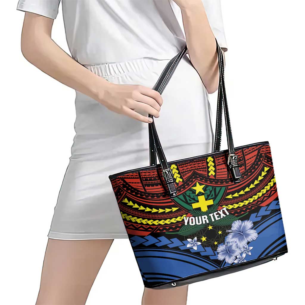 Personalised Vanuatu Tafea Province Leather Tote Bag Unique Tropical Tribal Pattern LT01 - Polynesian Pride