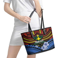 Personalised Vanuatu Tafea Province Leather Tote Bag Unique Tropical Tribal Pattern LT01 - Polynesian Pride