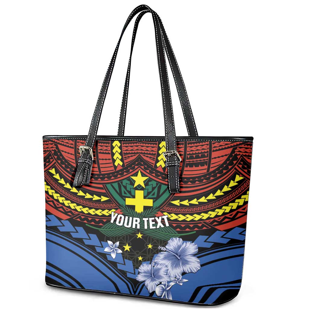 Personalised Vanuatu Tafea Province Leather Tote Bag Unique Tropical Tribal Pattern LT01 - Polynesian Pride