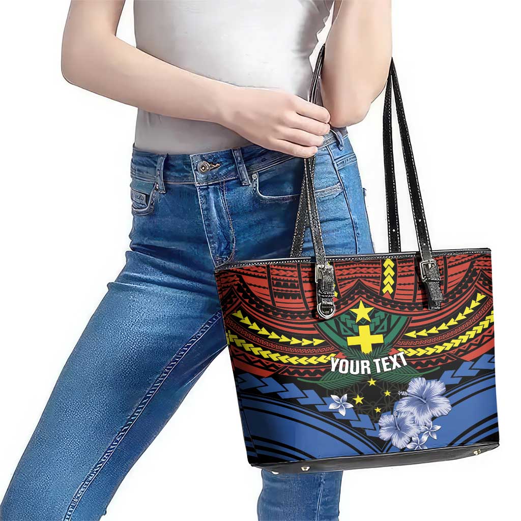 Personalised Vanuatu Tafea Province Leather Tote Bag Unique Tropical Tribal Pattern LT01 - Polynesian Pride