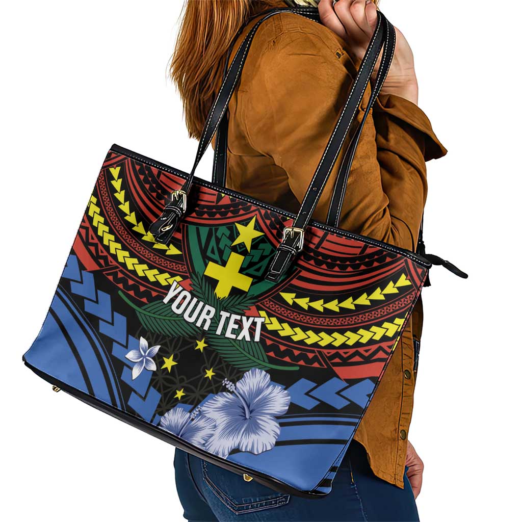 Personalised Vanuatu Tafea Province Leather Tote Bag Unique Tropical Tribal Pattern LT01 - Polynesian Pride