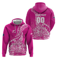 Custom New Zealand Rugby Silver Fern Hoodie Aotearoa Kiwi Maori Pink Version - Polynesian Pride