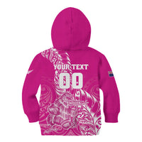 Custom New Zealand Rugby Silver Fern Kid Hoodie Aotearoa Kiwi Maori Pink Version - Polynesian Pride