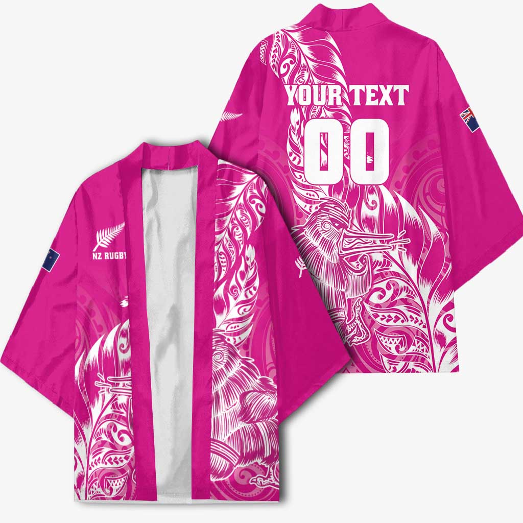 Custom New Zealand Rugby Silver Fern Kimono Aotearoa Kiwi Maori Pink Version - Polynesian Pride