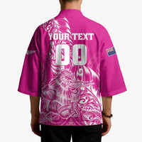 Custom New Zealand Rugby Silver Fern Kimono Aotearoa Kiwi Maori Pink Version - Polynesian Pride