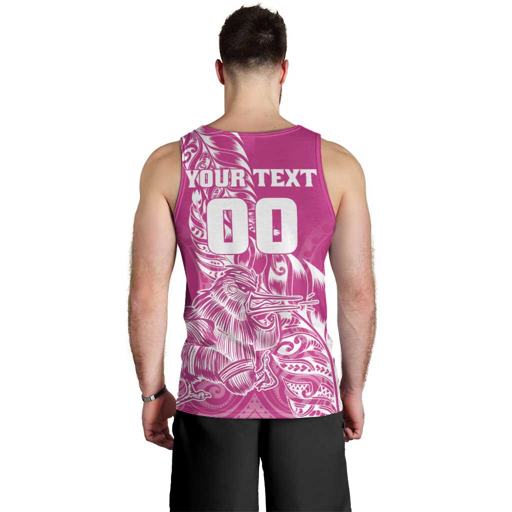 Custom New Zealand Rugby Silver Fern Men Tank Top Aotearoa Kiwi Maori Pink Version - Polynesian Pride