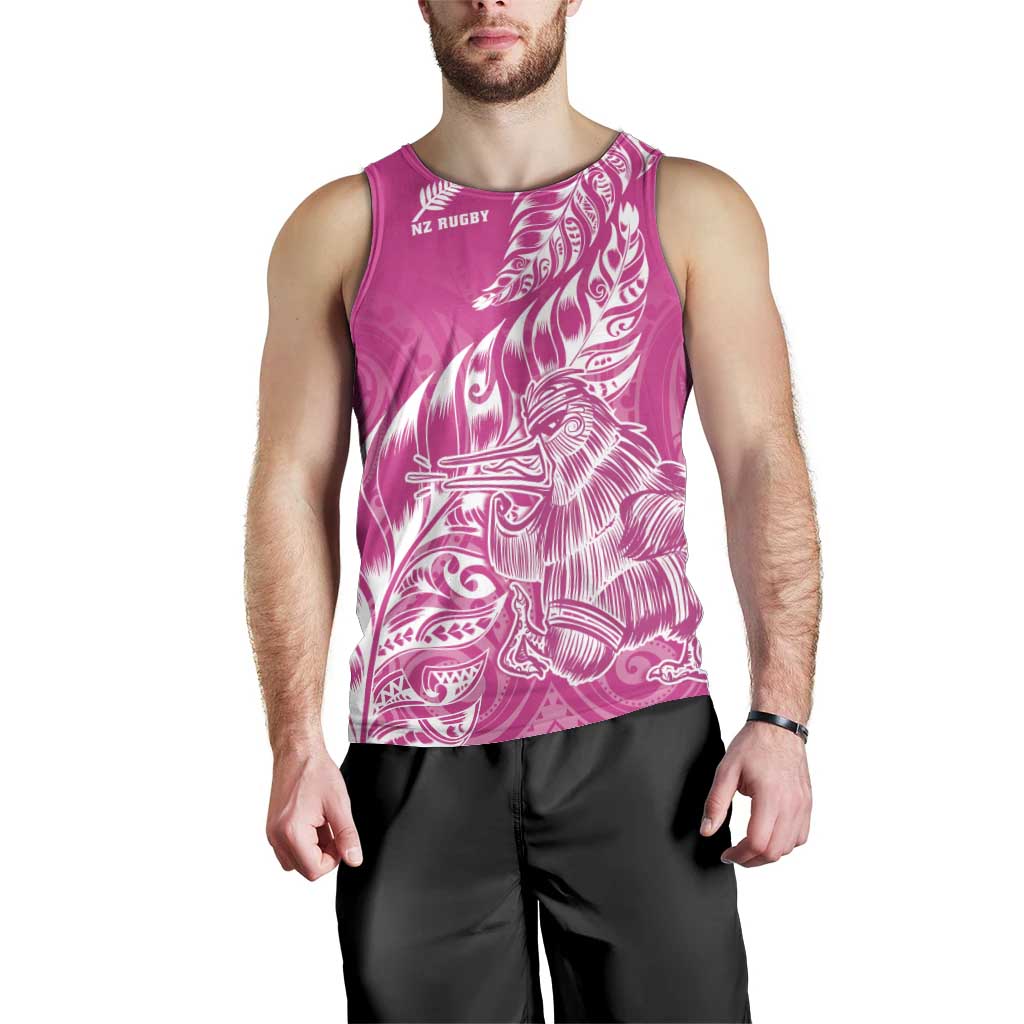 Custom New Zealand Rugby Silver Fern Men Tank Top Aotearoa Kiwi Maori Pink Version - Polynesian Pride