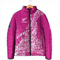 Custom New Zealand Rugby Silver Fern Padded Jacket Aotearoa Kiwi Maori Pink Version - Polynesian Pride