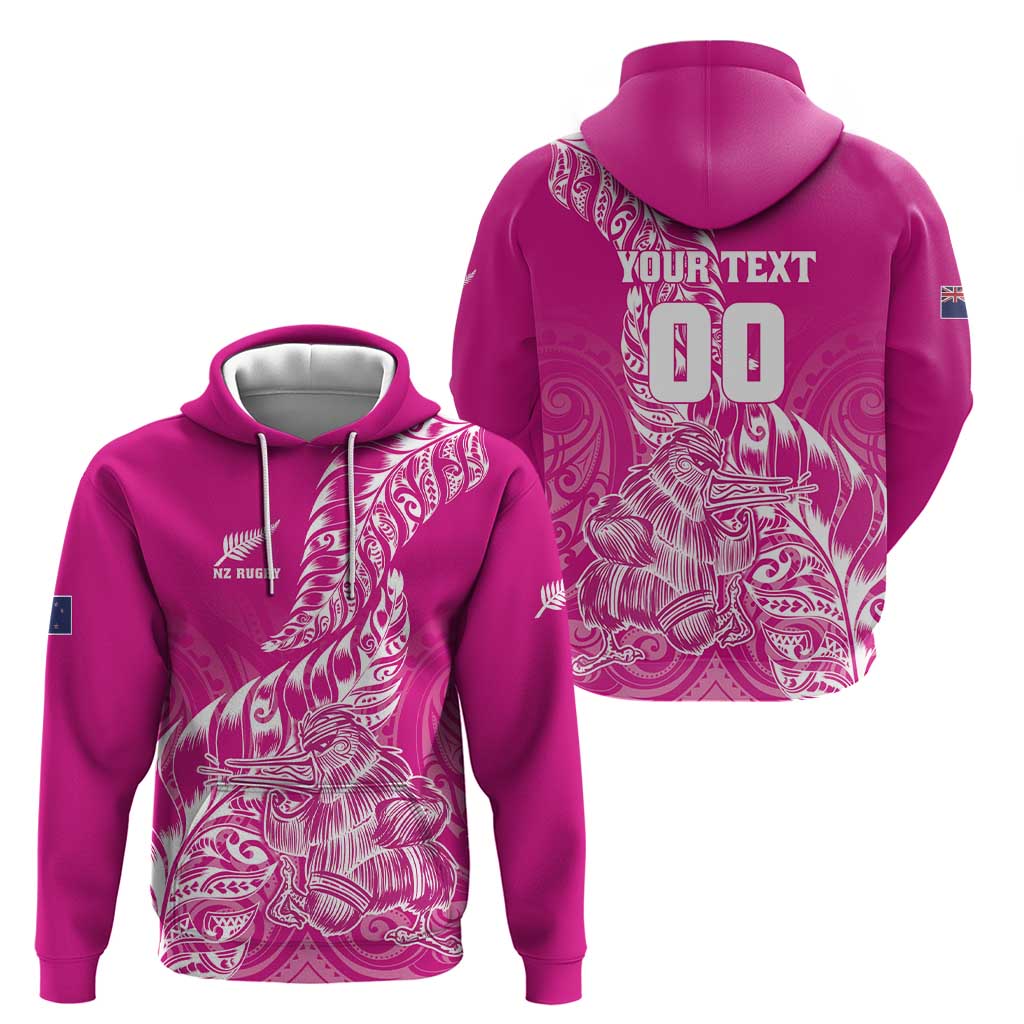 Custom New Zealand Rugby Silver Fern Zip Hoodie Aotearoa Kiwi Maori Pink Version LT01 - Polynesian Pride