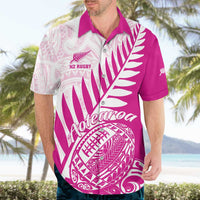 Custom New Zealand Rugby Silver Fern Hawaiian Shirt Aotearoa Maori Pink Version - Polynesian Pride