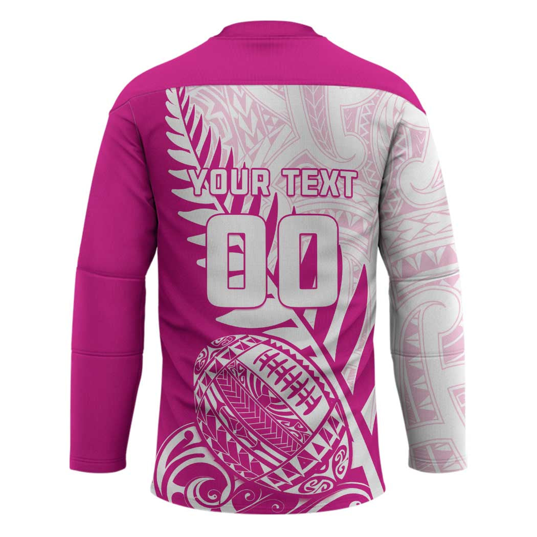 Custom New Zealand Rugby Silver Fern Hockey Jersey Aotearoa Maori Pink Version - Polynesian Pride