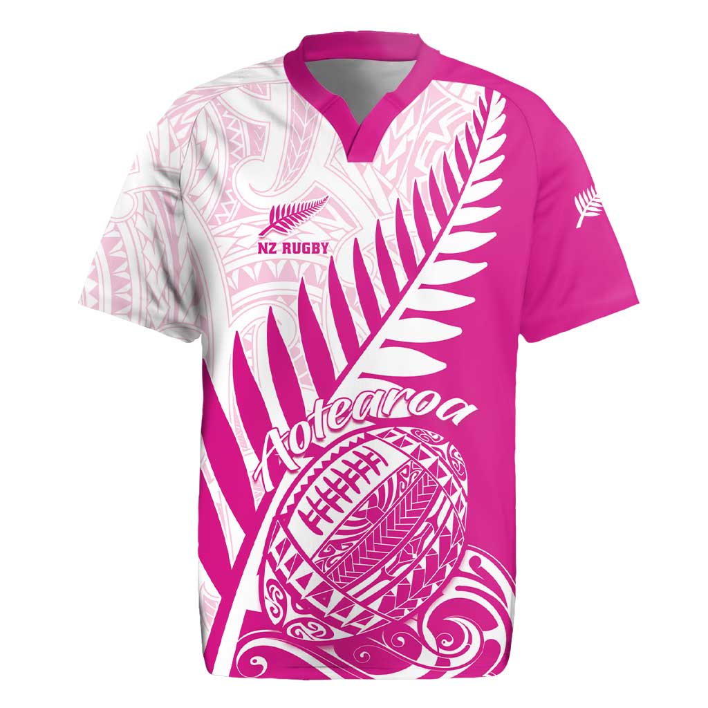 Custom New Zealand Rugby Silver Fern Rugby Jersey Aotearoa Maori Pink Version - Polynesian Pride