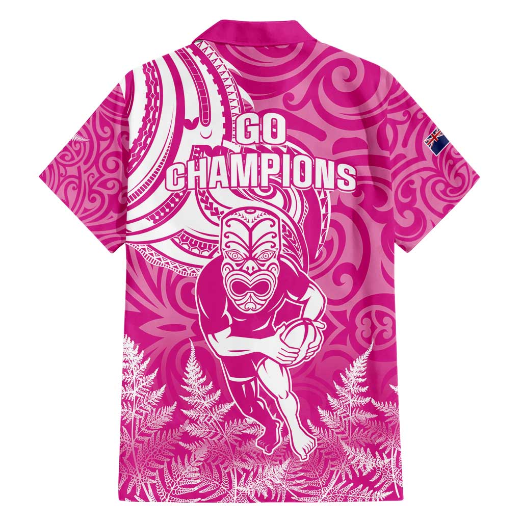 New Zealand Silver Fern Rugby All Pink Hawaiian Shirt Maori Tiki Player With Ta Moko Tribal - Polynesian Pride