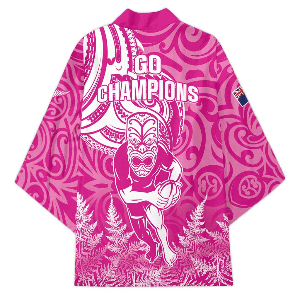 New Zealand Silver Fern Rugby All Pink Kimono Maori Tiki Player With Ta Moko Tribal - Polynesian Pride