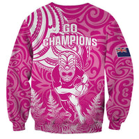 New Zealand Silver Fern Rugby All Pink Sweatshirt Maori Tiki Player With Ta Moko Tribal - Polynesian Pride