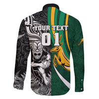 Custom New Zealand and South Africa Rugby Family Matching Off Shoulder Short Dress and Hawaiian Shirt Silver Fern Protea Pattern World Cup 2023 LT01 - Polynesian Pride