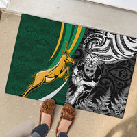 New Zealand and South Africa Rugby Rubber Doormat Silver Fern Protea Pattern World Cup 2023 LT01 - Polynesian Pride