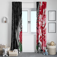 New Zealand and England Rugby Window Curtain Silver Fern With Red Rose World Cup 2023 LT01 - Polynesian Pride