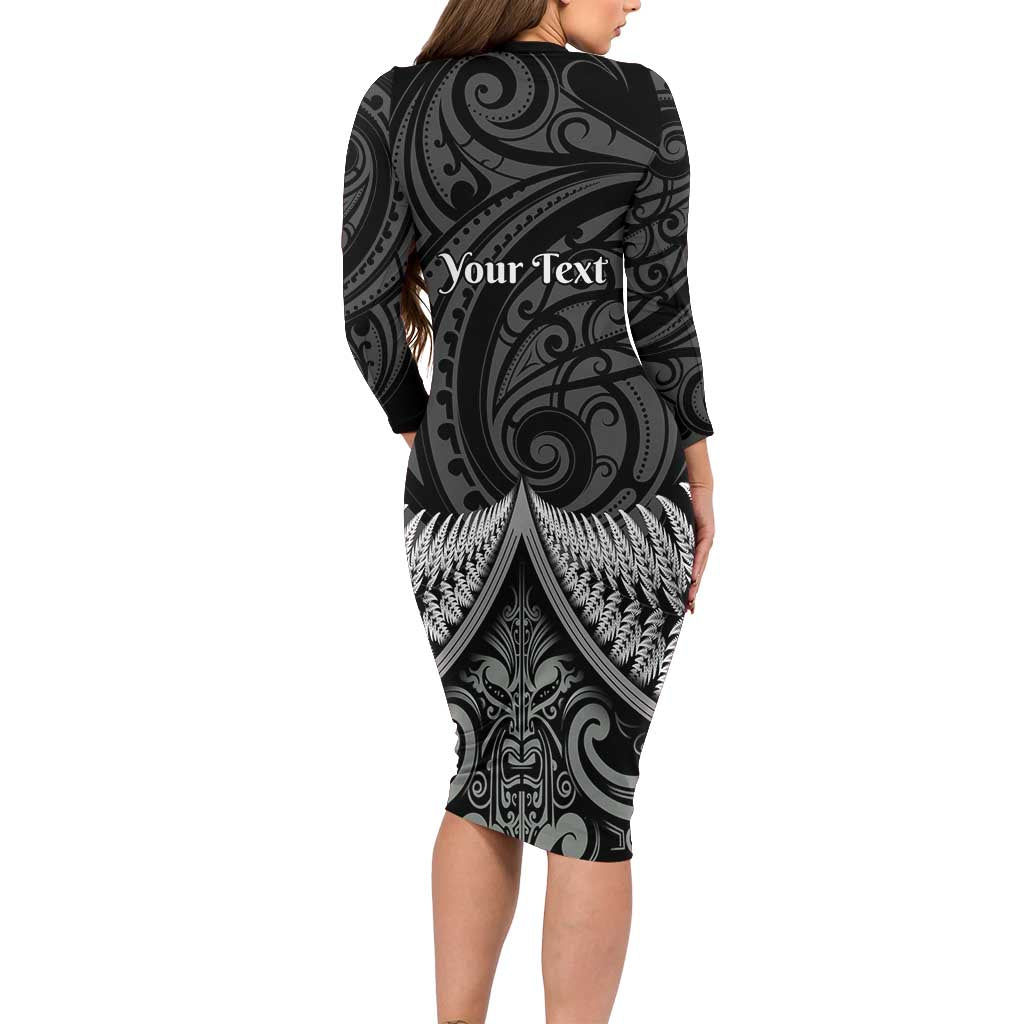 Personalised Toitu Te Tiriti Aotearoa Silver Fern Family Matching Long Sleeve Bodycon Dress and Hawaiian Shirt New Zealand Maori Pattern LT01 - Polynesian Pride