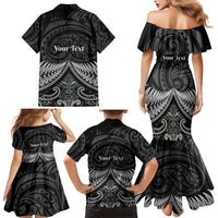 Personalised Toitu Te Tiriti Aotearoa Silver Fern Family Matching Mermaid Dress and Hawaiian Shirt New Zealand Maori Pattern LT01 - Polynesian Pride