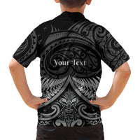 Personalised Toitu Te Tiriti Aotearoa Silver Fern Family Matching Off Shoulder Maxi Dress and Hawaiian Shirt New Zealand Maori Pattern LT01 - Polynesian Pride