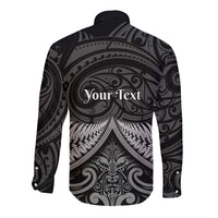 Personalised Toitu Te Tiriti Aotearoa Silver Fern Long Sleeve Button Shirt New Zealand Maori Pattern LT01 - Polynesian Pride